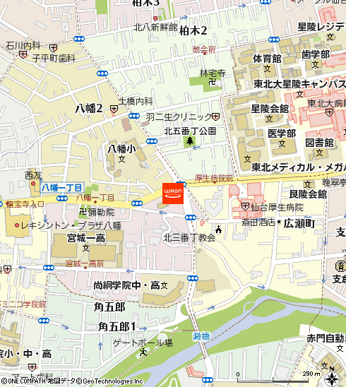イオンエクスプレス仙台八幡店付近の地図